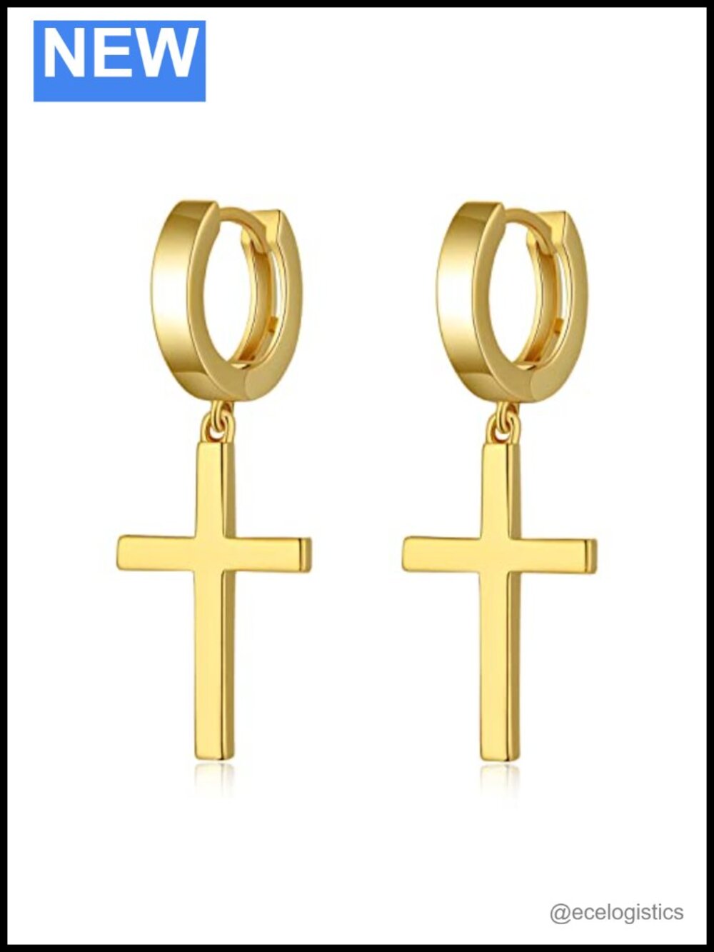 925 Sterling Silver Cross Earrings Drop Dangle Cubic Zirconia